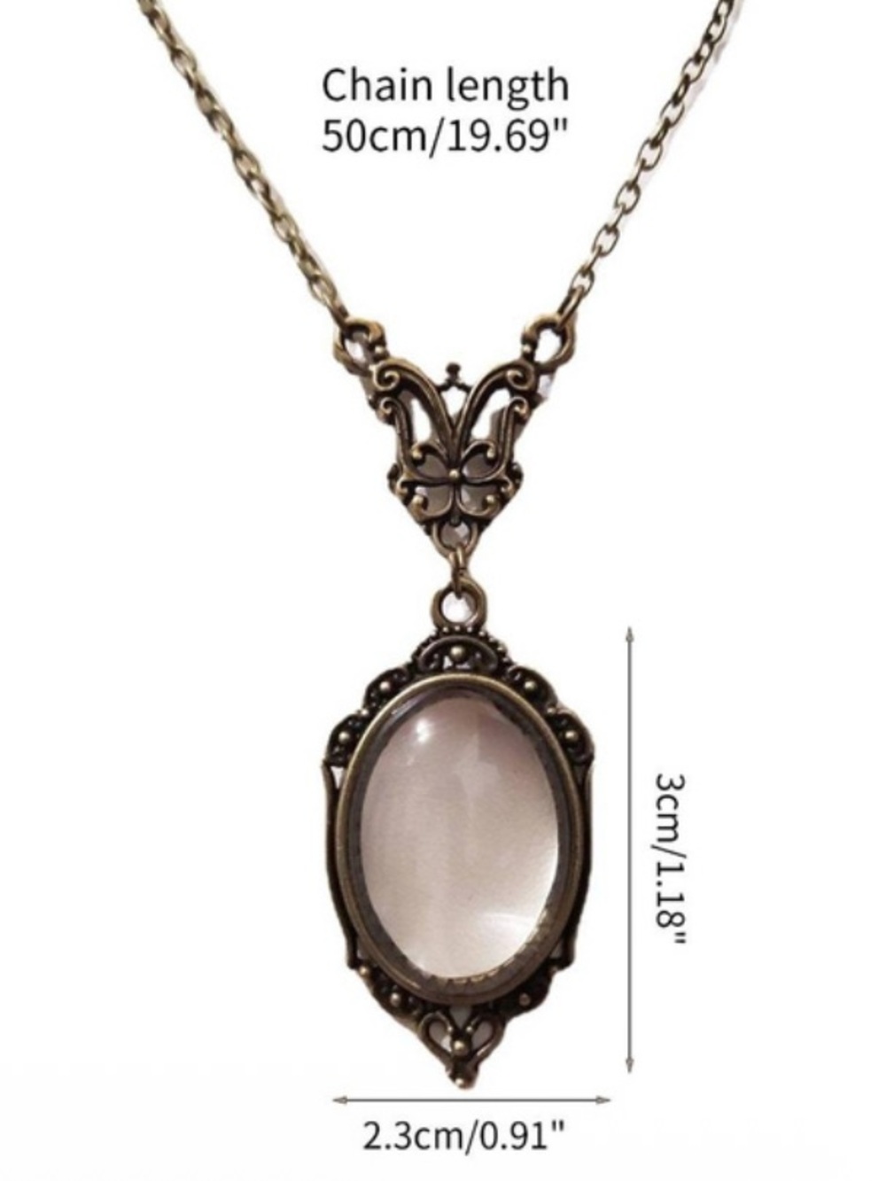 Antique-Style Gold Small Oval Magnifying Glass Pendant Necklace NWT Wearable - Picture 7 of 7